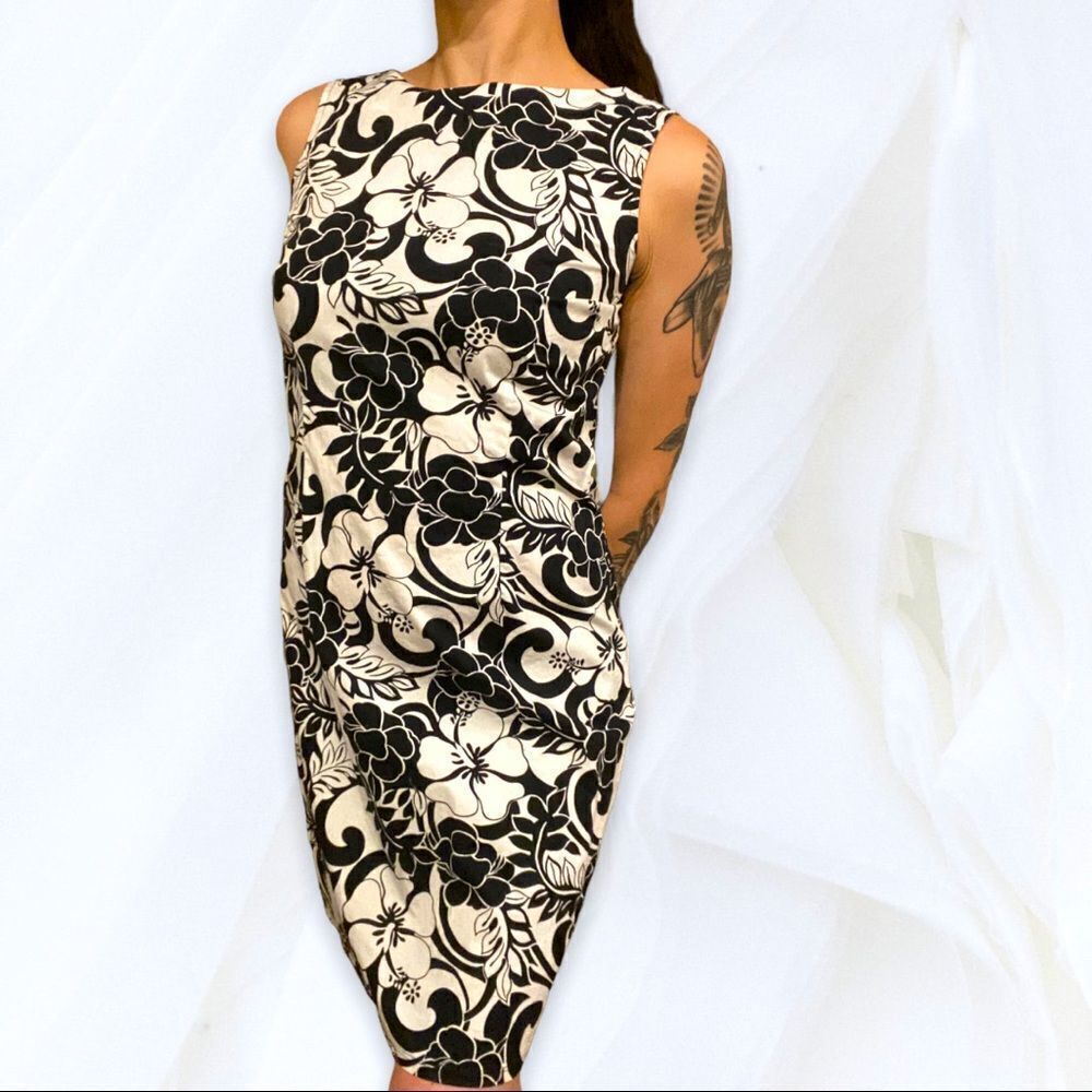 Vintage Floral Print Black Mini Dress (5) Niki Lee California